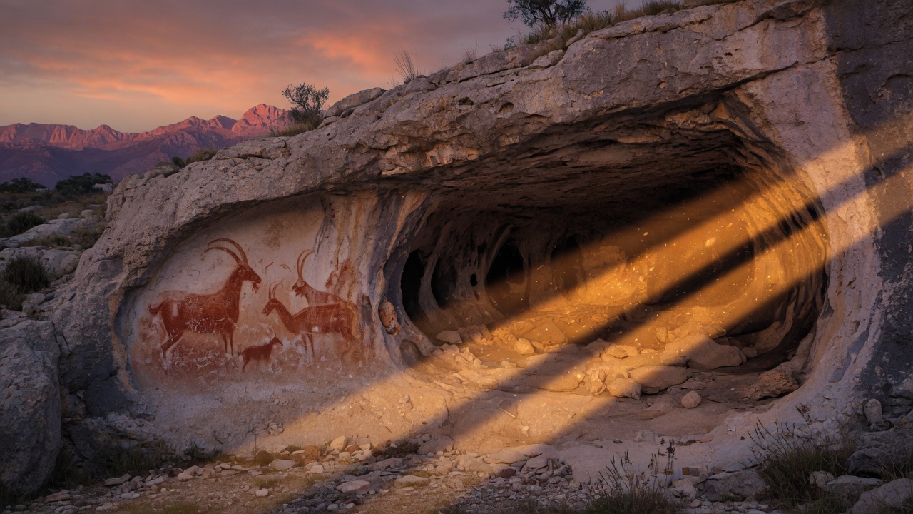Abrigo rocoso de Sierra Mágina al atardecer